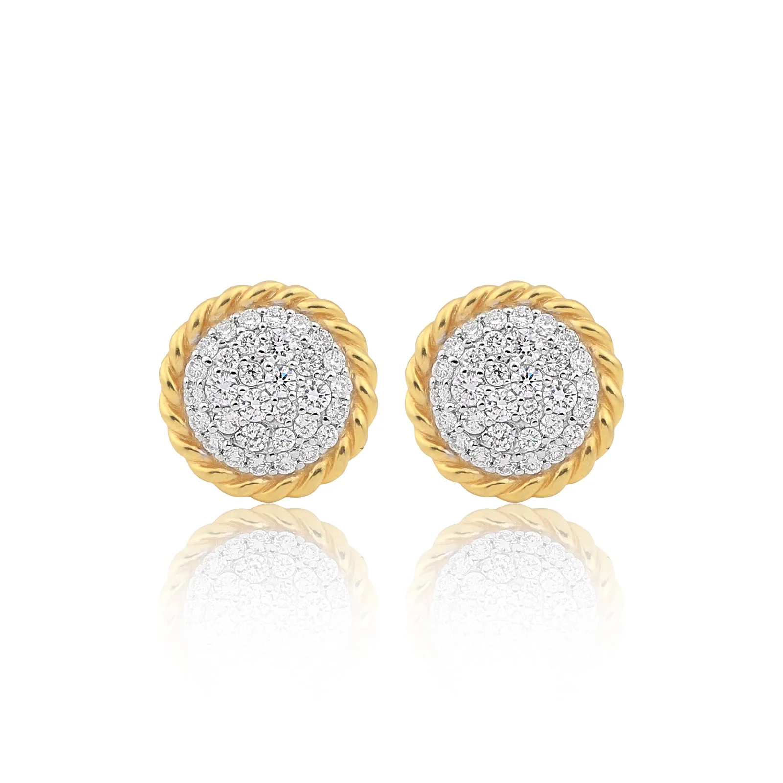 0.99 Ct Natural Diamond Stud Earrings G-H VS Round Brilliant 18K Gold Tops - view 3