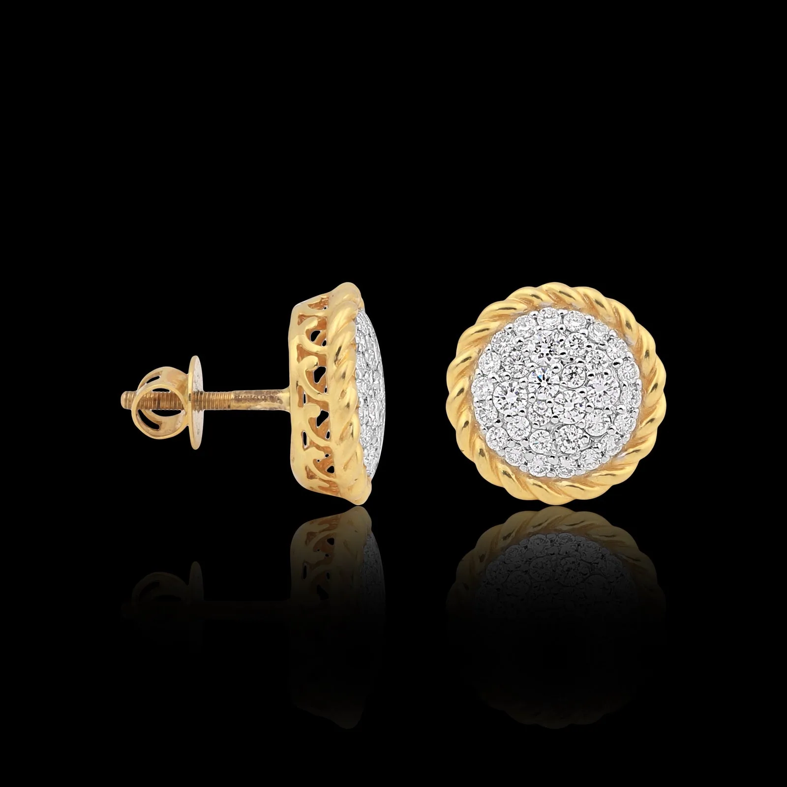 0.99 Ct Natural Diamond Stud Earrings G-H VS Round Brilliant 18K Gold Tops - view 5