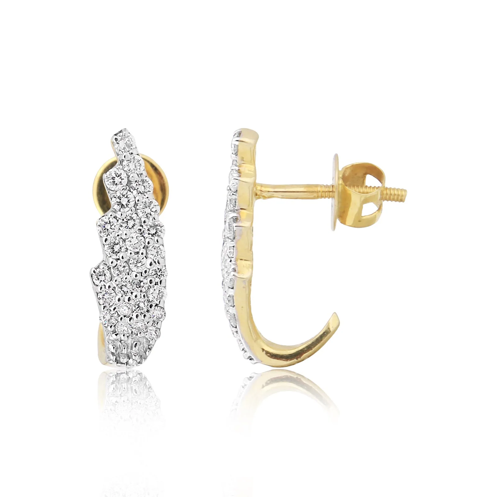 0.43 Ct Brilliant Cut Natural Diamond Stud Earrings IGI Certified G-H VS 18K Gold - view 2