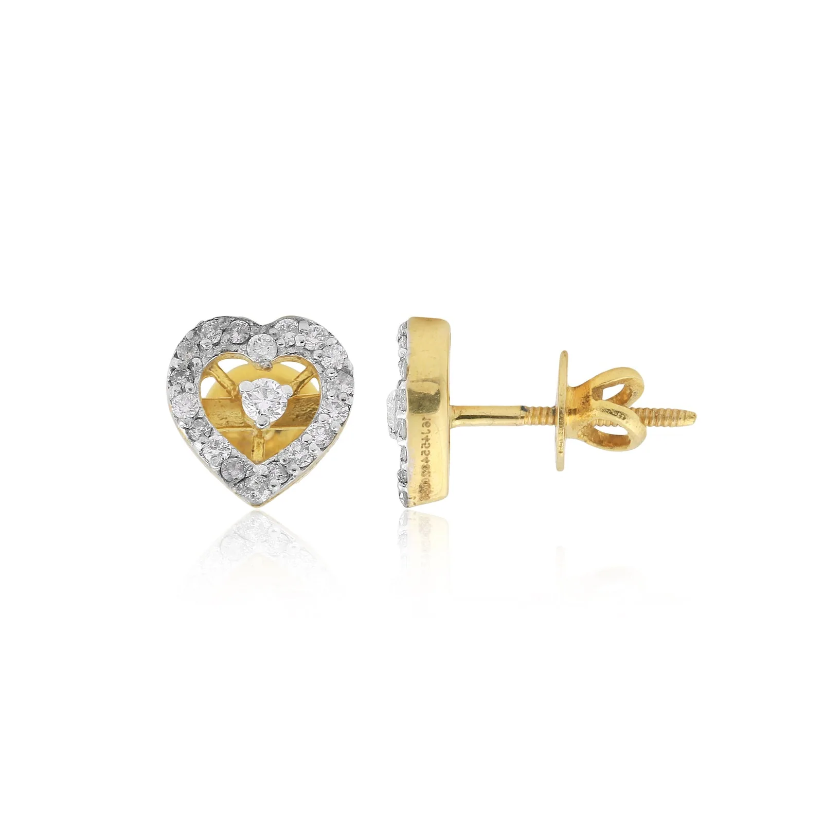 0.44 Ct Round Natural Diamond Earrings IGI Certified G-H-I SI2-I1 18K Gold Jewelry - view 2