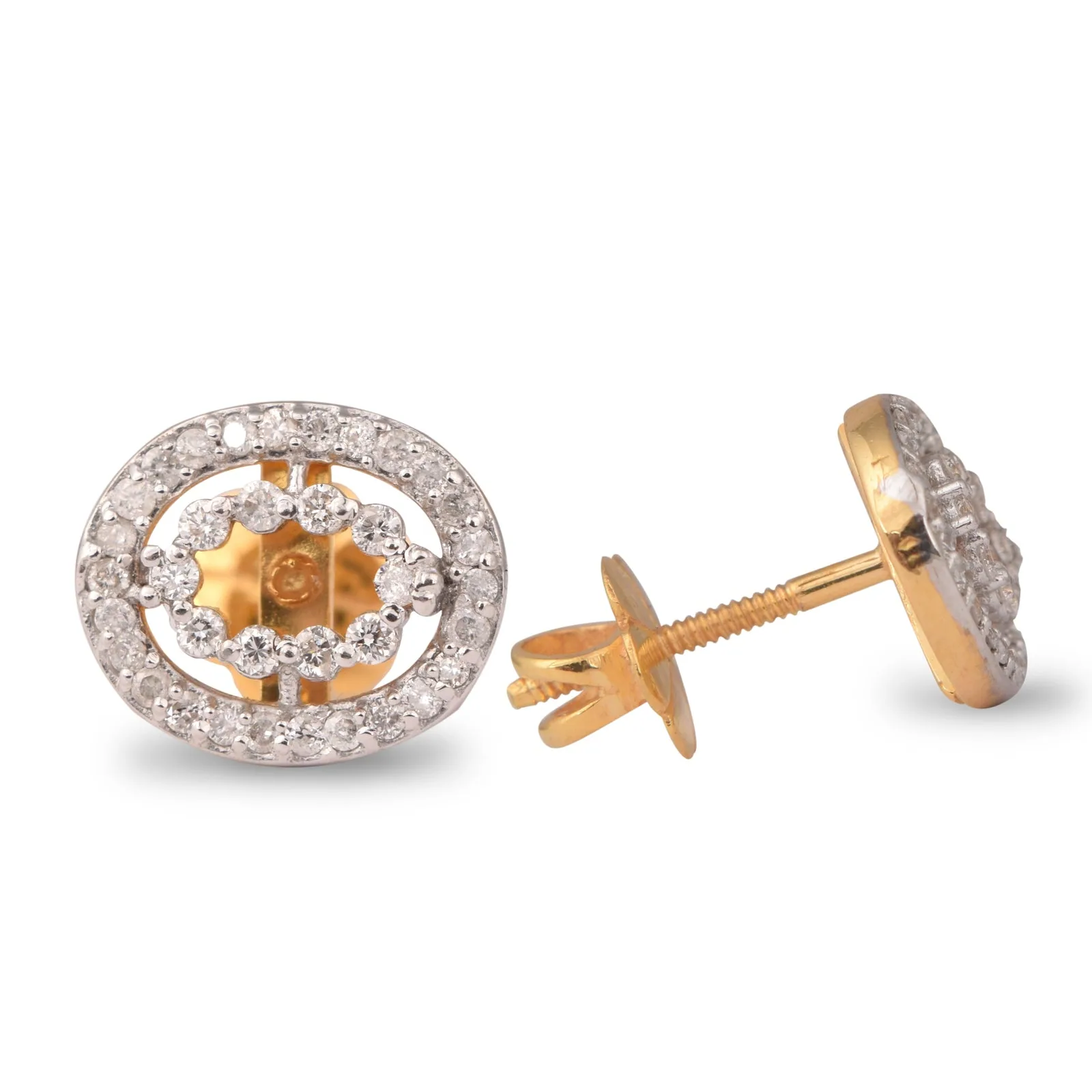 Luxury 0.65 Ct Natural Diamond Stud Earrings IGI Certified H-I SI-I1 Round 18K Gold