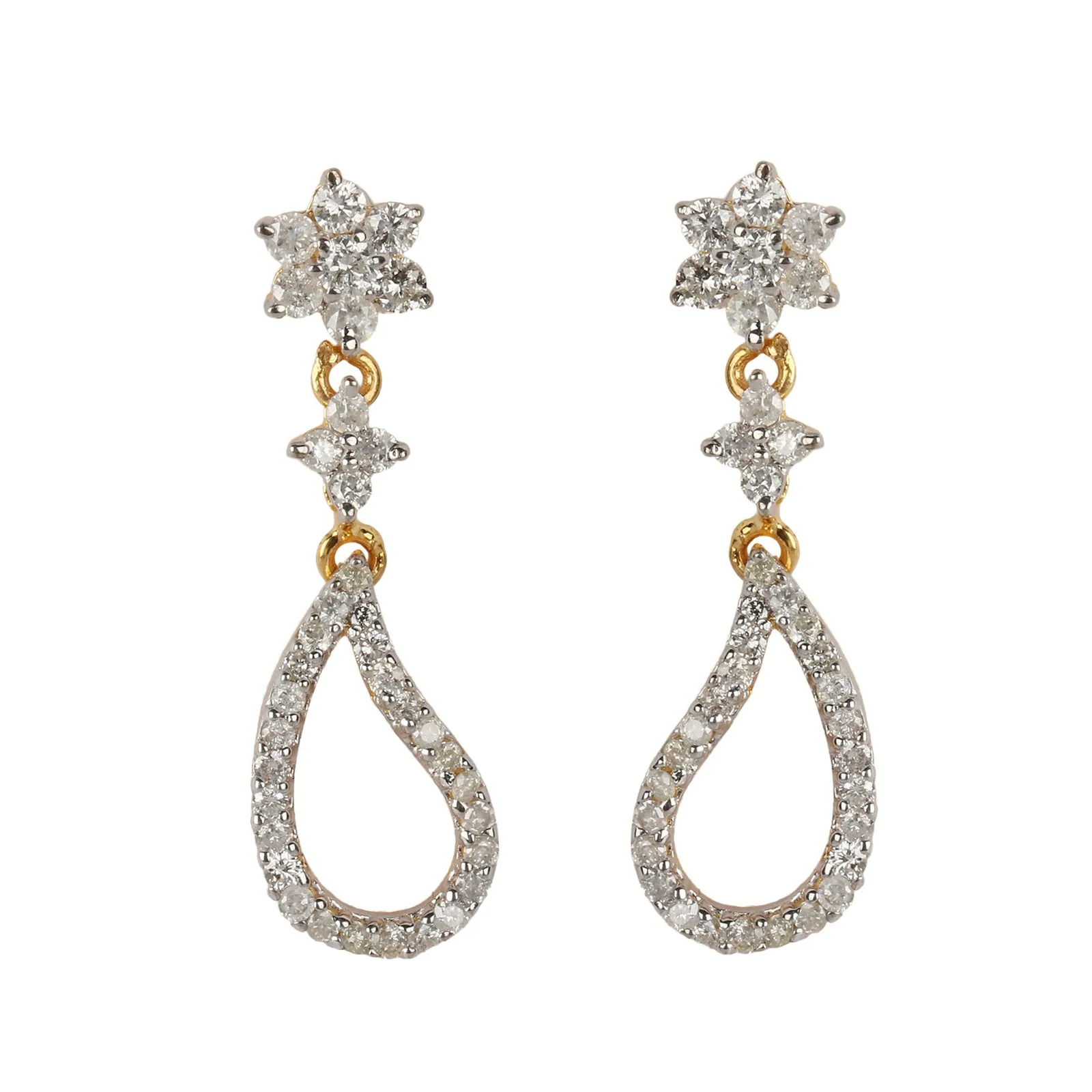 Certified 18K Yellow Gold Natural Diamond Stud Earrings 0.90 Ct. for Women