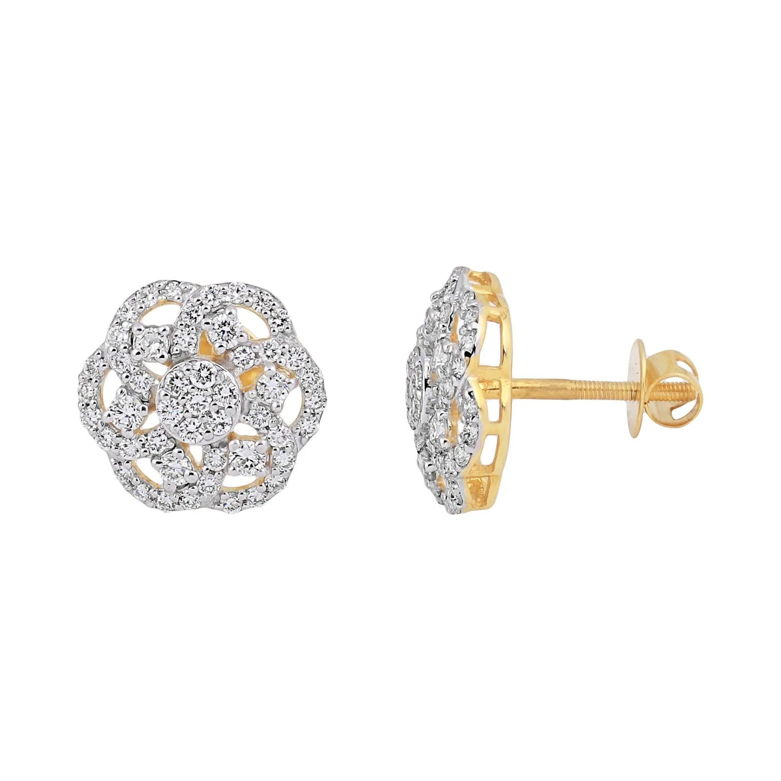 Stunning 1.12 Ct Natural Diamond Stud Earrings IGI Certified G-H VS 18K Gold Gift