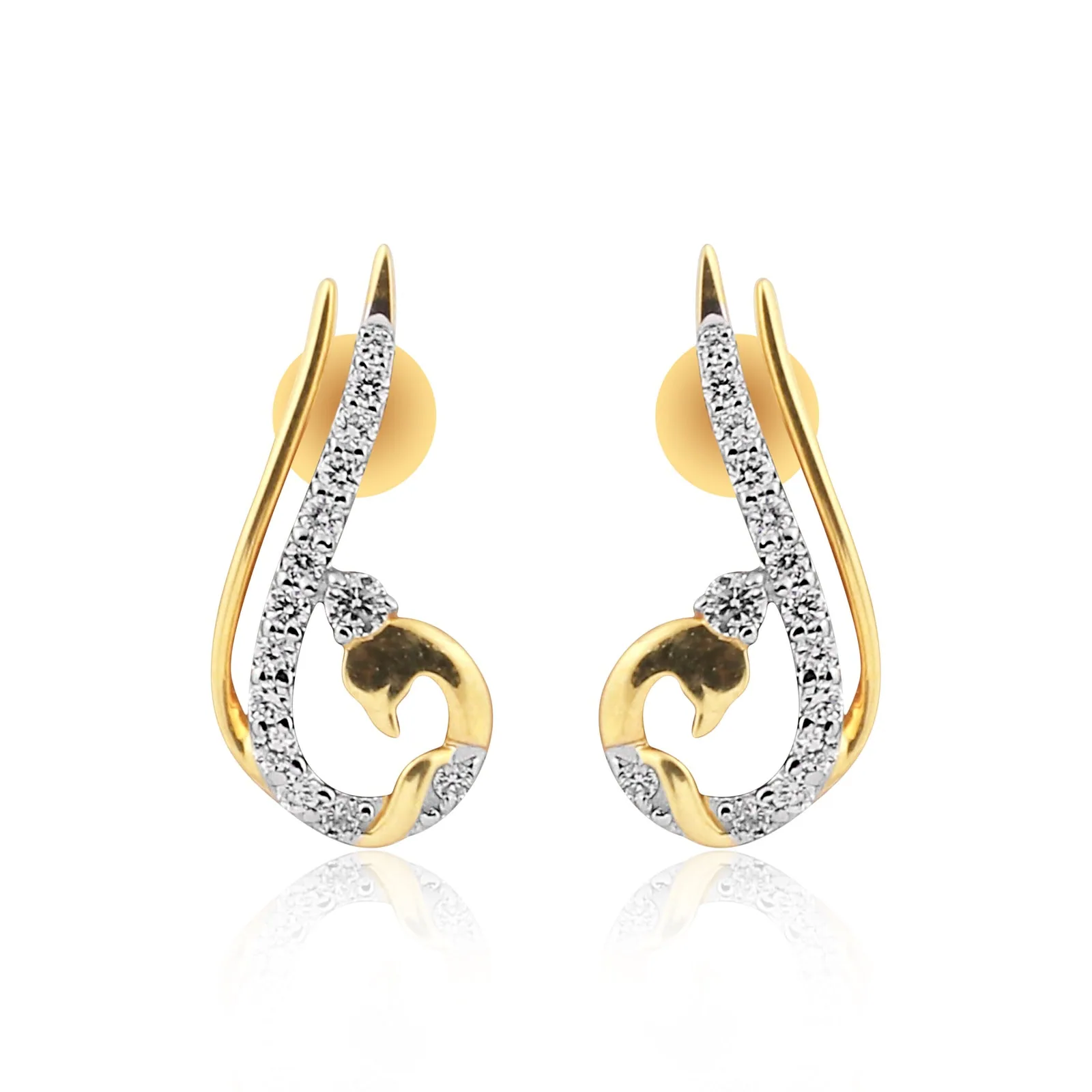 0.47 Ct Natural Diamond Stud Earrings IGI Certified G-H VS Round 18K Gold Tops