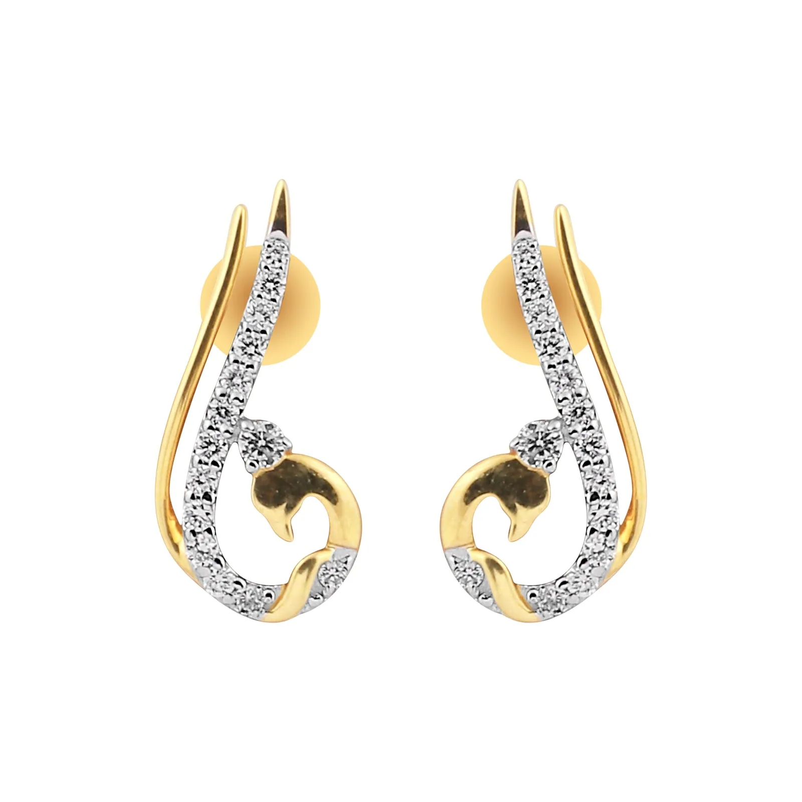 0.47 Ct Natural Diamond Stud Earrings IGI Certified G-H VS Round 18K Gold Tops - view 3