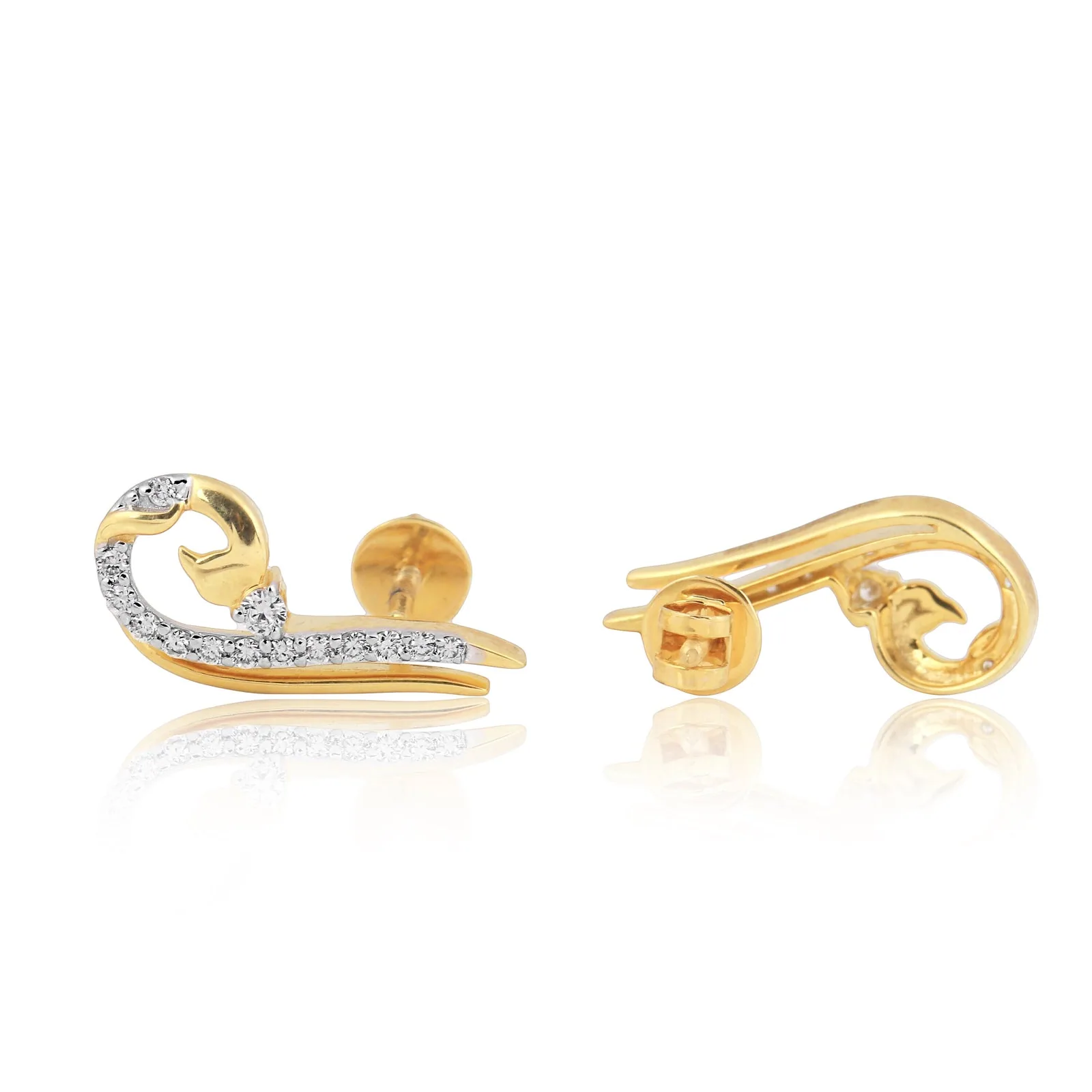0.47 Ct Natural Diamond Stud Earrings IGI Certified G-H VS Round 18K Gold Tops - view 4