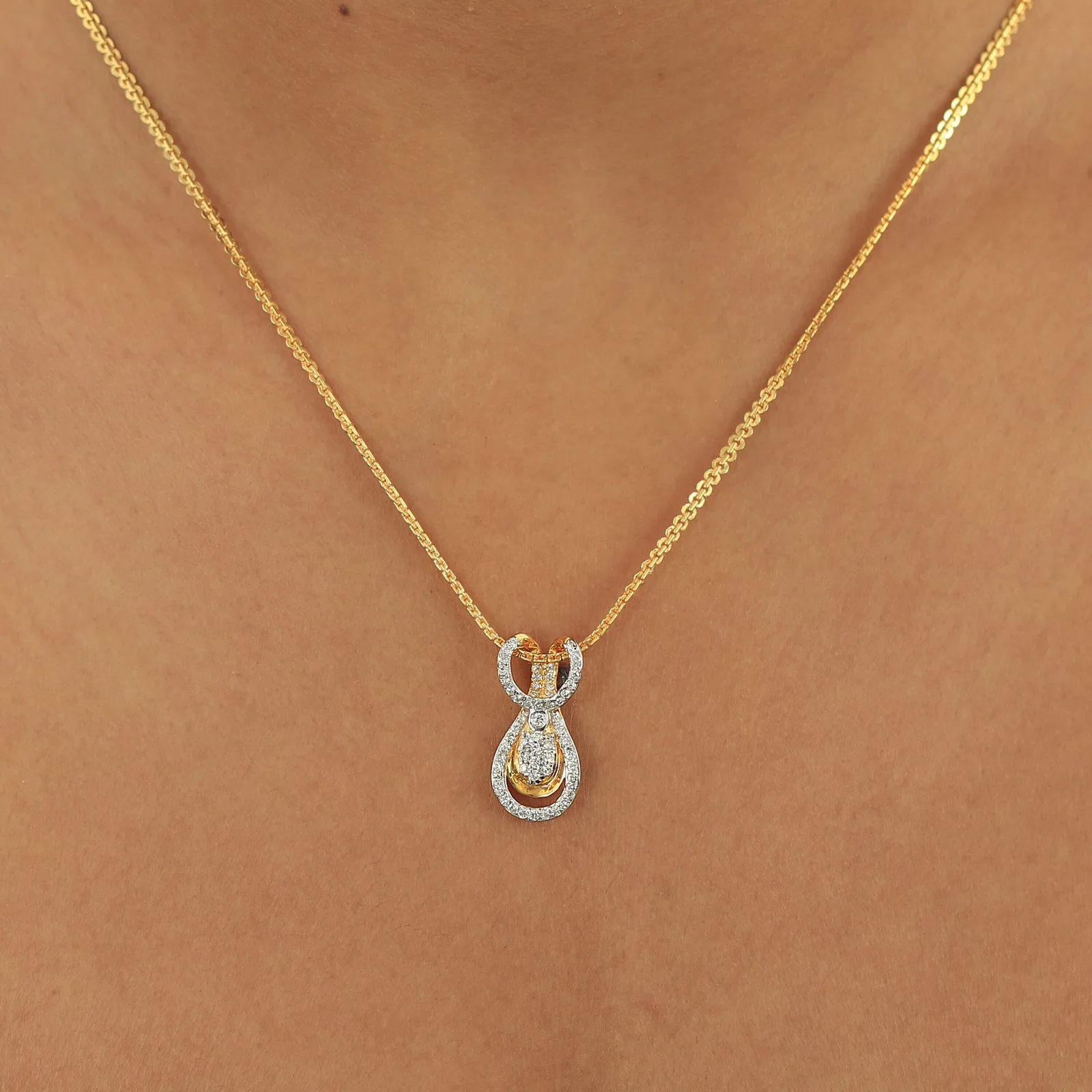 0.40 Ct IGI Certified Natural Diamond Pendant in 18K Gold Vermeil Engagement Jewelry - view 3