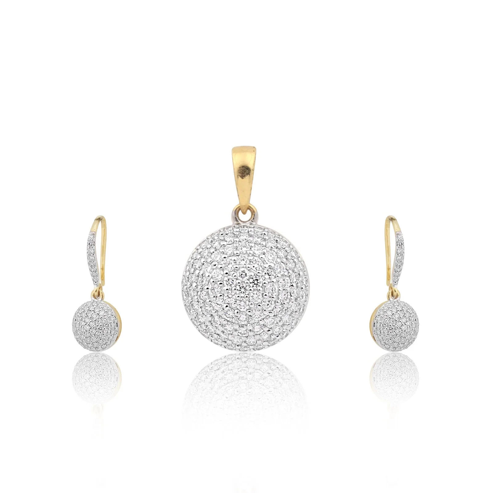 IGI Diamond Pendant Necklace Set 2.35 Ct G-H 18K Gold Vermeil Natural Diamond Jewelry