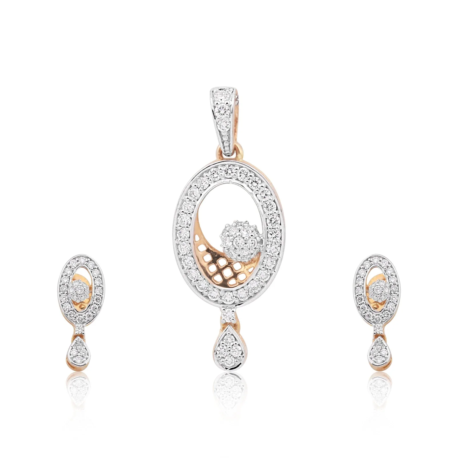 IGI Certified Diamond Pendant Set 2.08 ct 18K Gold Vermeil Natural Diamond Jewelry