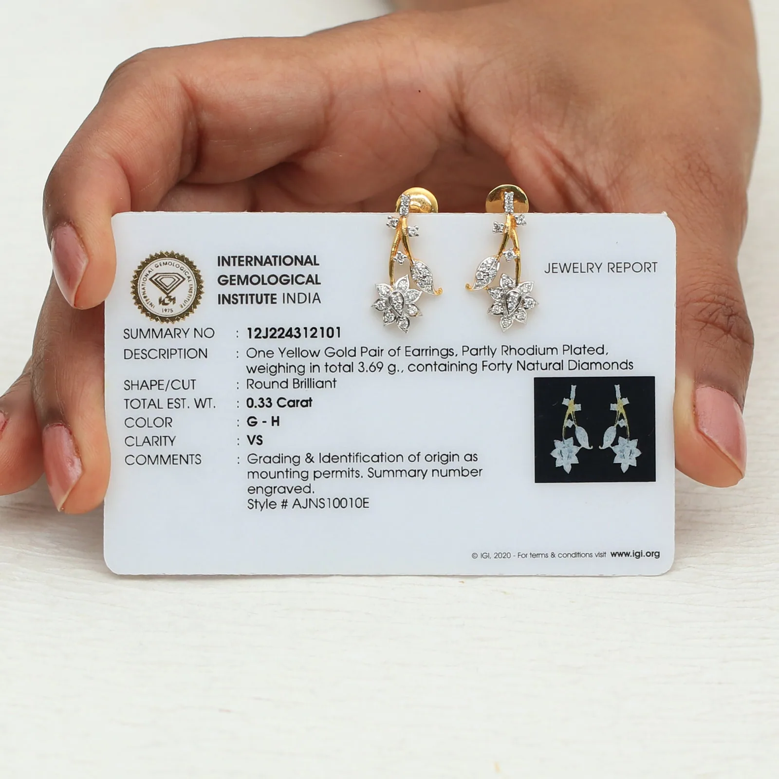 Natural Diamond Necklace Set with Earrings 18K Yellow Gold 1.60 Ct IGI Certified - view 6