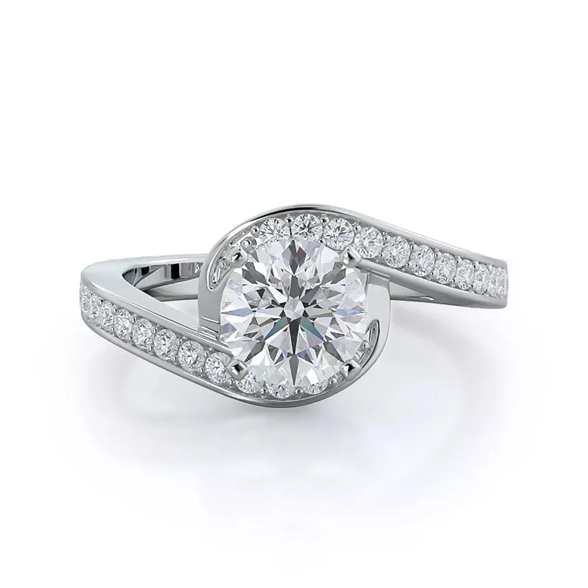 3.20 ct DEW Certified Round Cut Off White Moissanite Ring In Birthday Gift – 18K Gold Vermeil