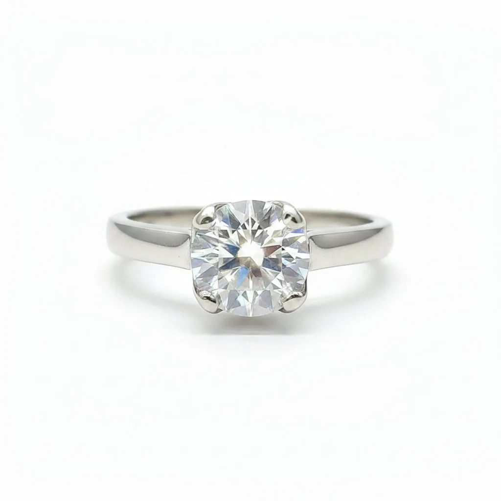 1.30 ct DEW Certified Cushion Cut White Moissanite Solitaire Ring For Wife – 18K Gold Vermeil