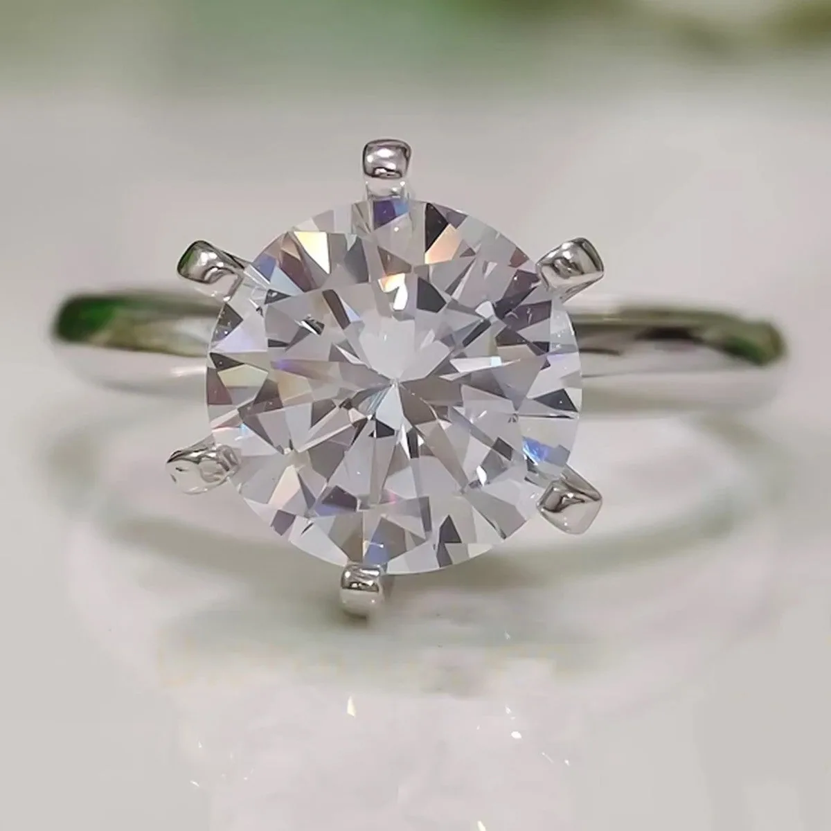 Certified 2.55 ct DEW White Round Moissanite Solitaire Ring in 18K Gold Plated – Gift - view 2