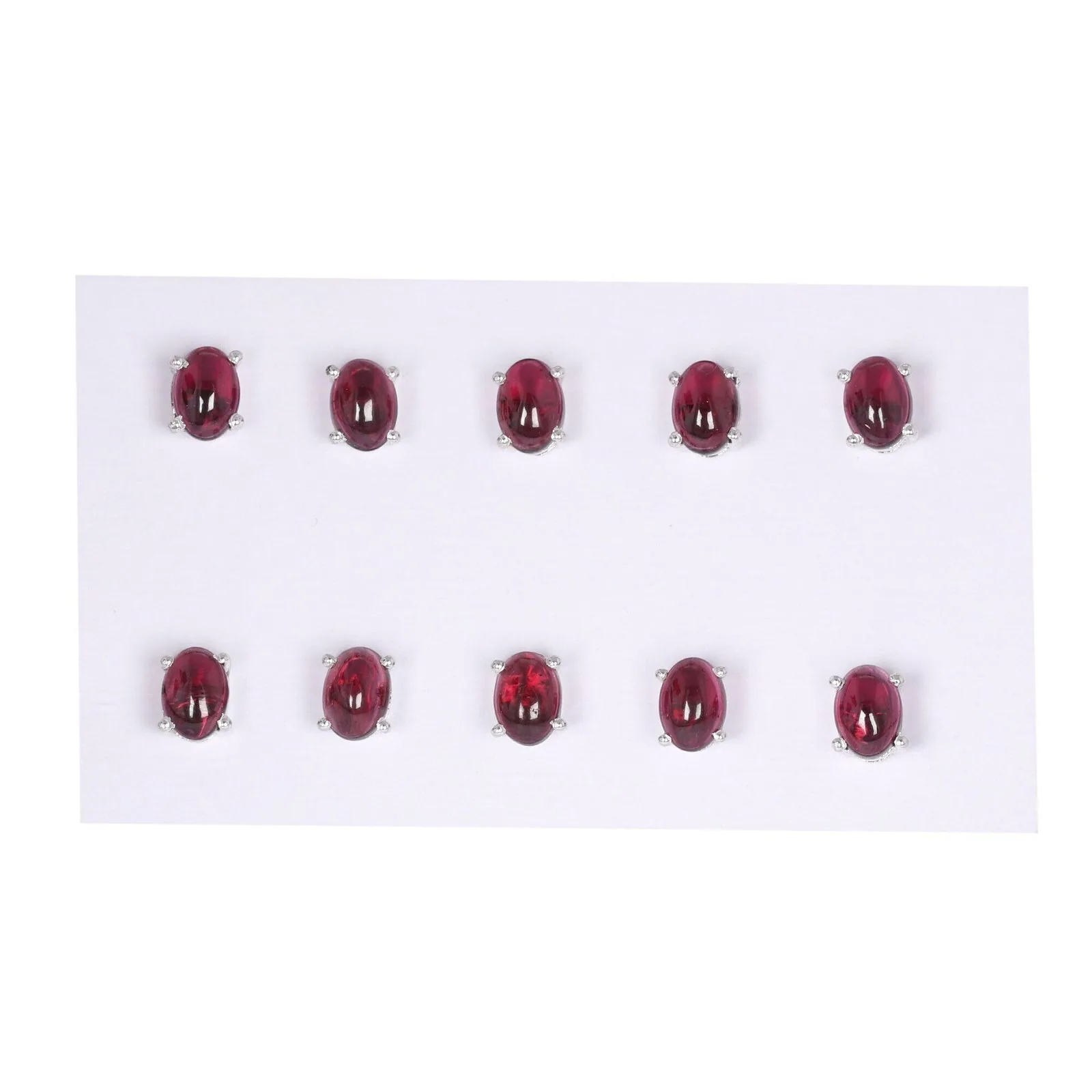 Natural Garnet Stud Earrings 5 Pairs Set | 925 Sterling Silver | Gift for Women - view 4