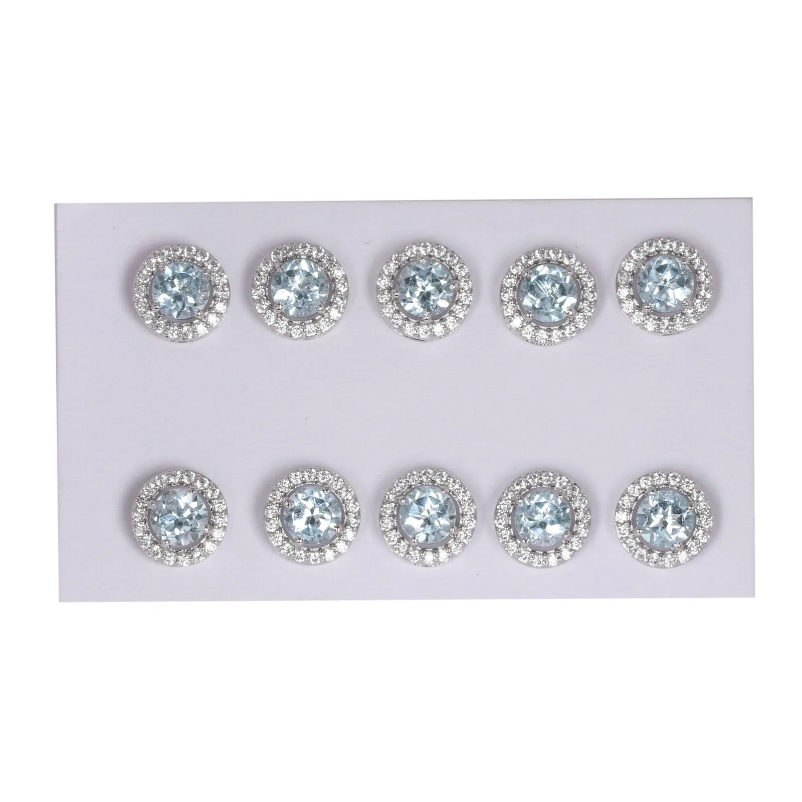 Natural Aqua Sky Aquamarine Earrings Set 5 Pairs | Wholesale Lot | 925 Sterling Silver - view 4