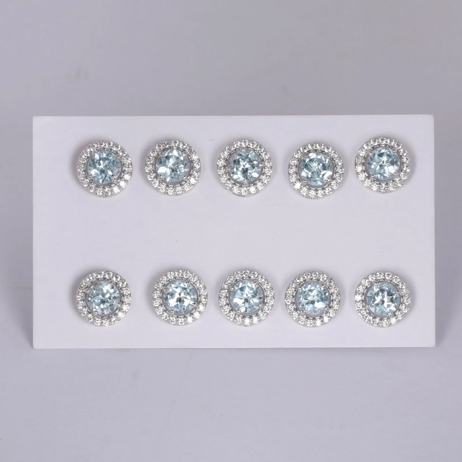 Natural Aqua Sky Aquamarine Earrings Set 5 Pairs | Wholesale Lot | 925 Sterling Silver - view 5