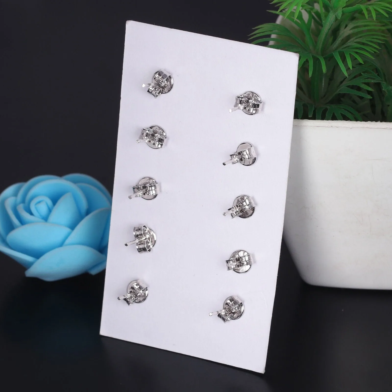 Natural Aquamarine Stud Earrings 5 Pairs Set - view 6