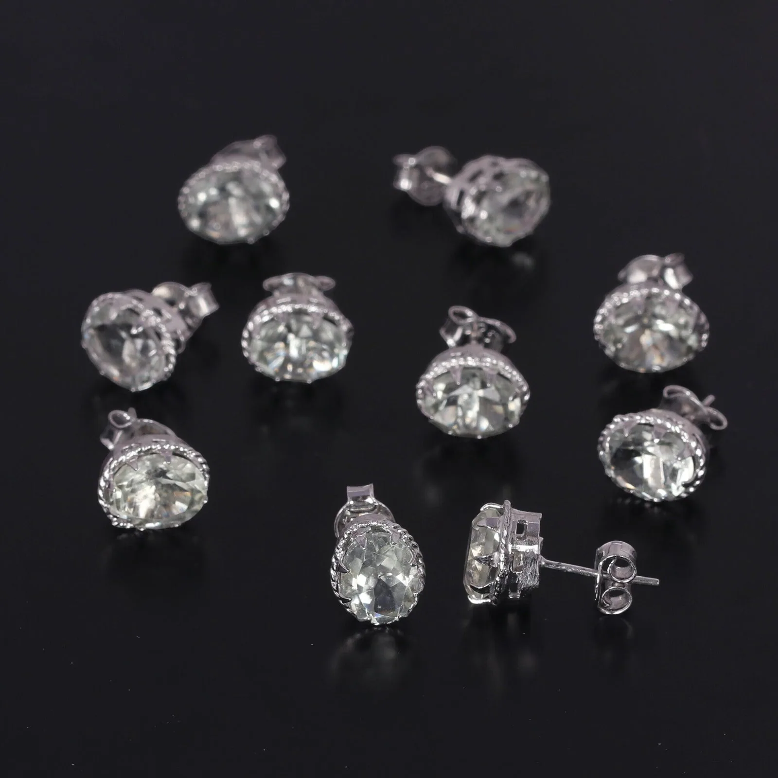 Natural Aquamarine Stud Earrings 5 Pairs Set - view 7