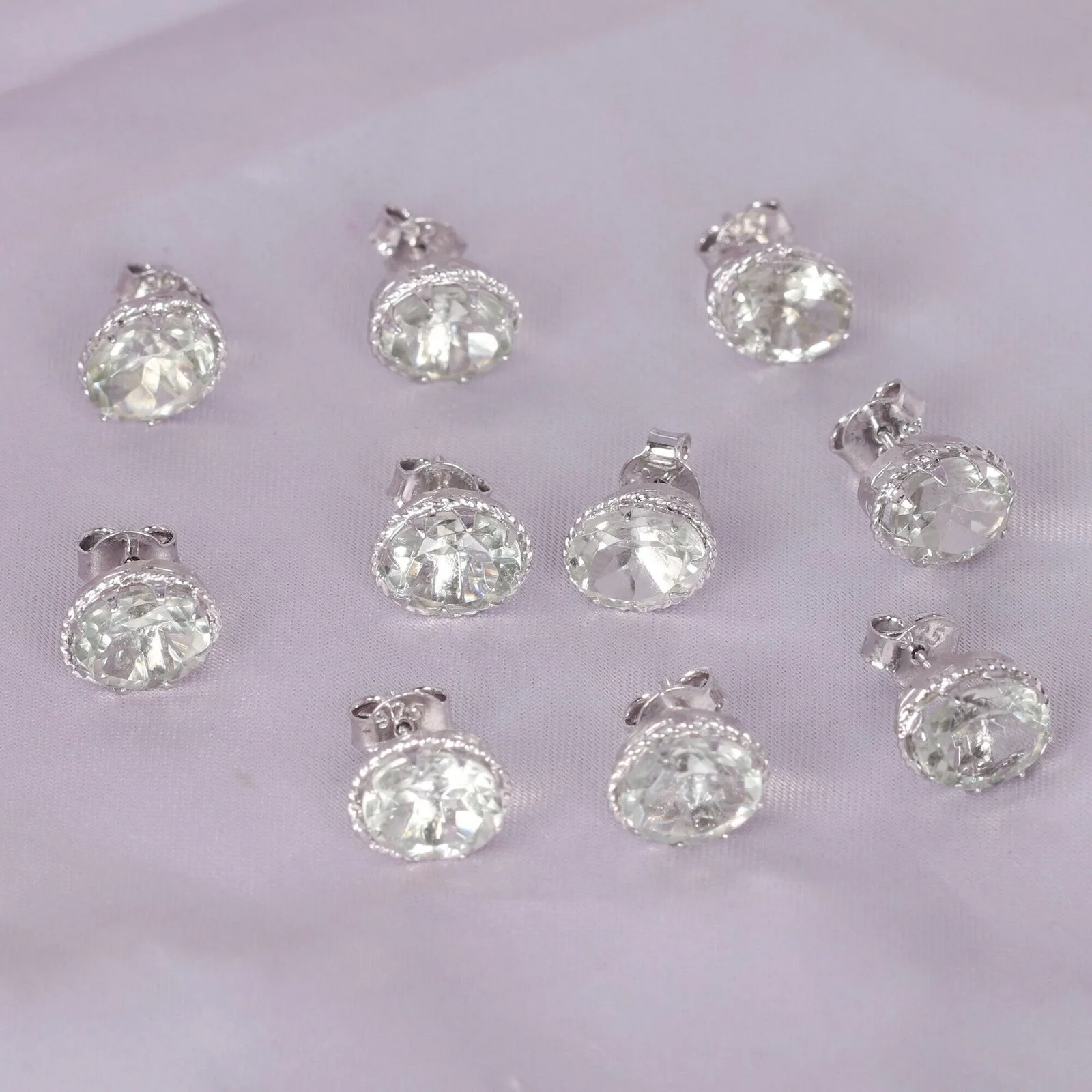 Natural Aquamarine Stud Earrings 5 Pairs Set - view 8