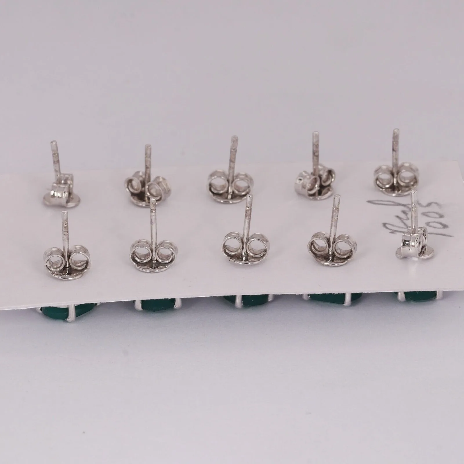 Natural Green Emerald Earrings Set — Lot of 5 Pairs, 925 Sterling Silver - view 6
