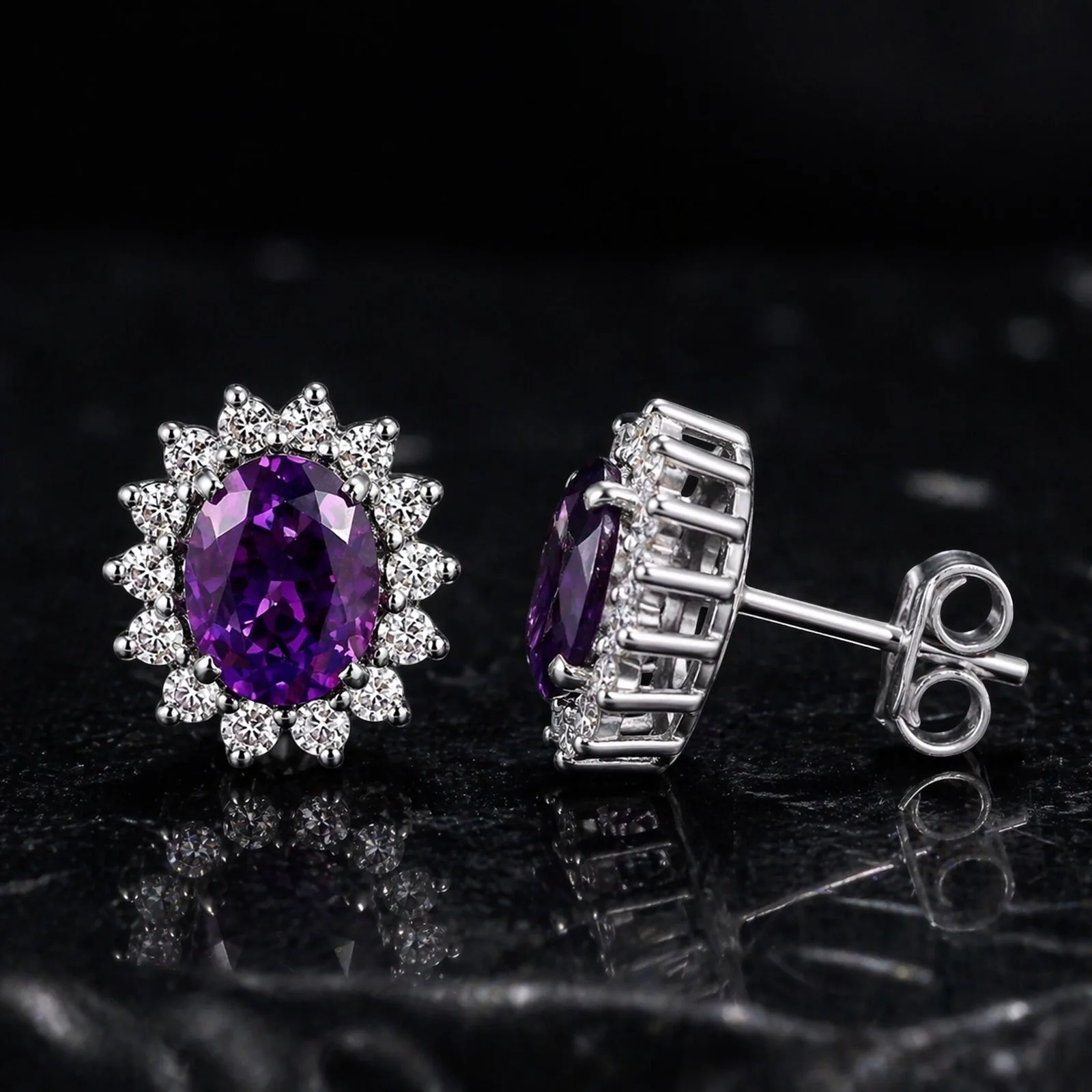 10 Carat Natural Amethyst Oval Dangle Earrings - view 4
