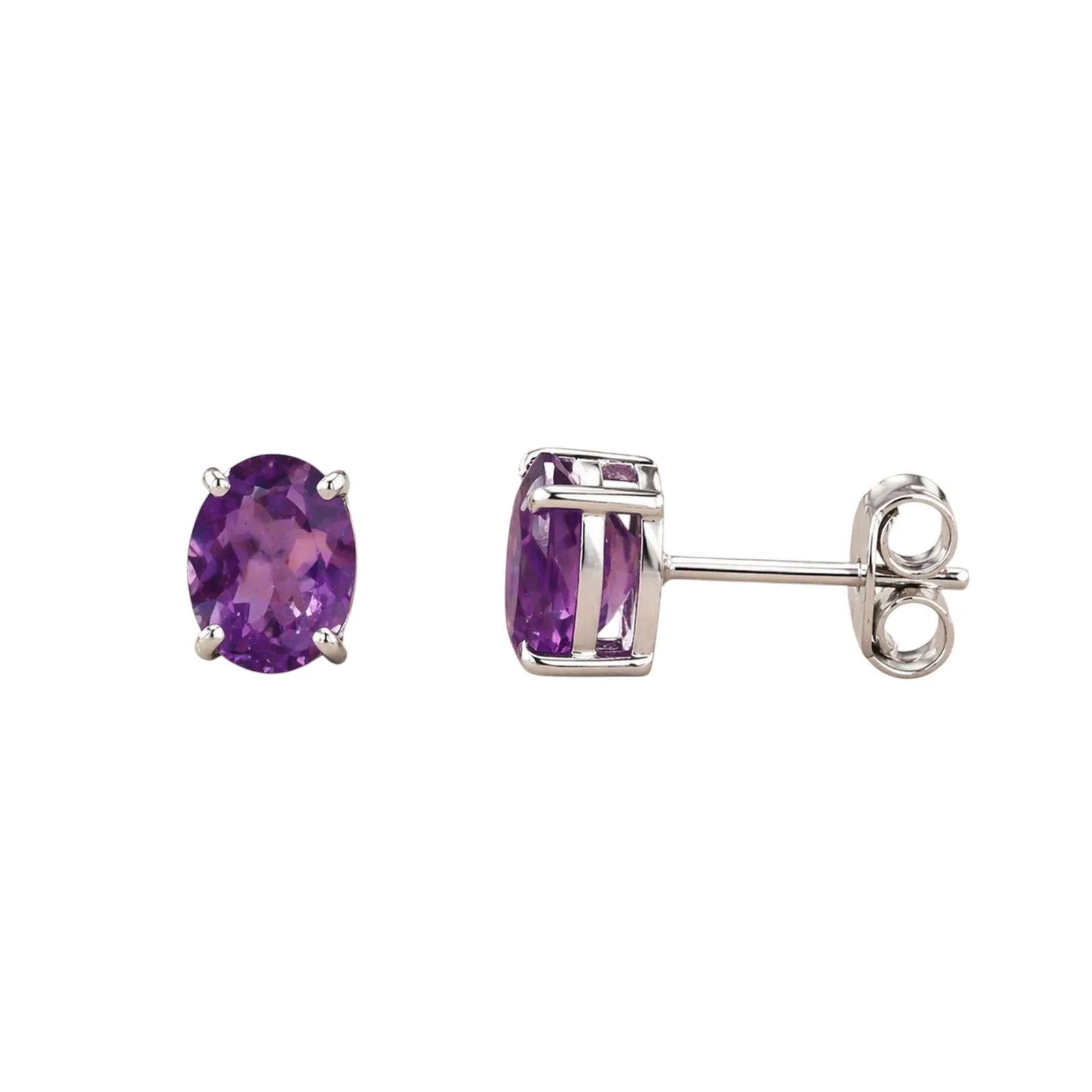 10 Ct Natural Purple Amethyst Oval Drop Earrings