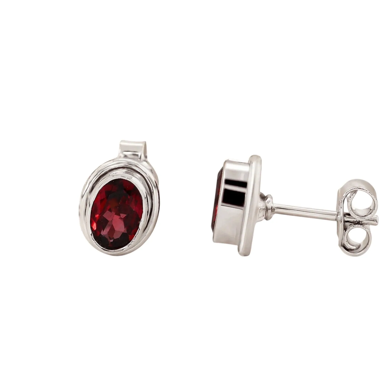 10 Ct Natural Red Garnet Oval Drop Earrings