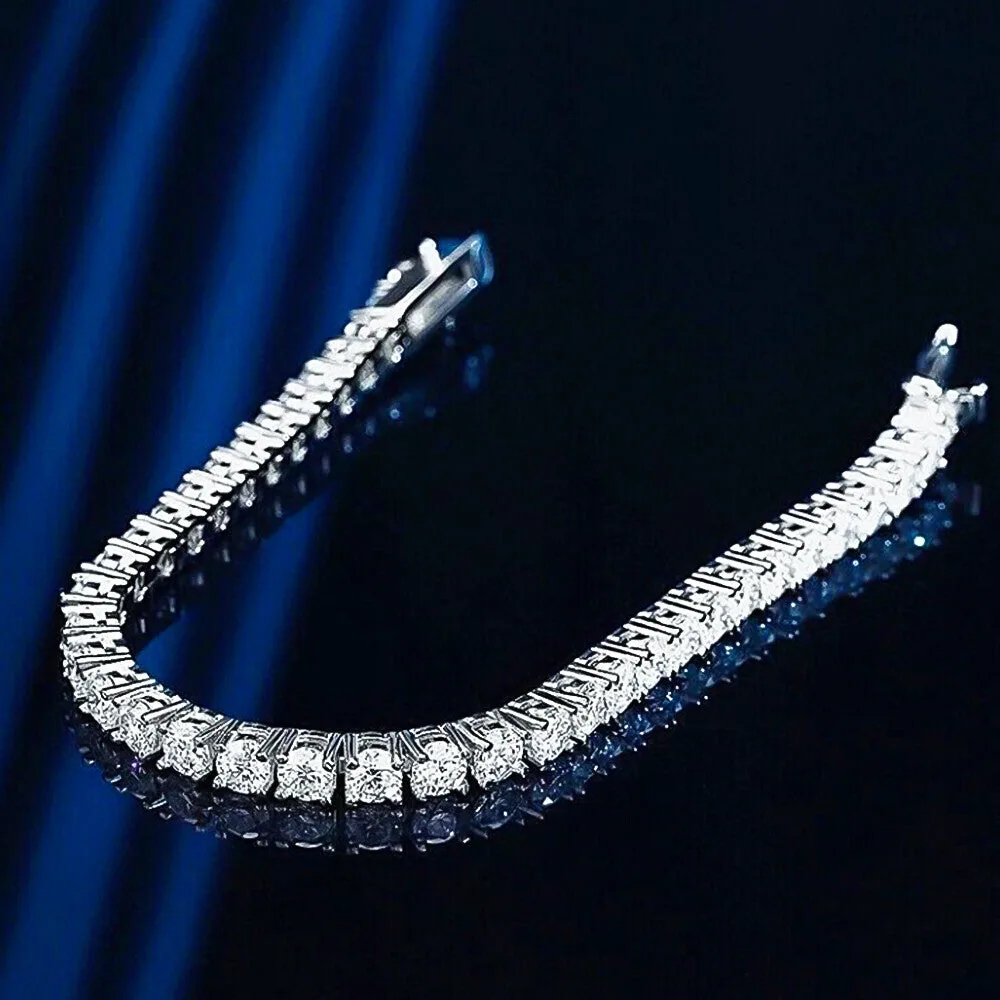 9.30Ct Round Cut Sparkling Natural Diamond Tennis Bracelet 14k Yellow Gold - view 3