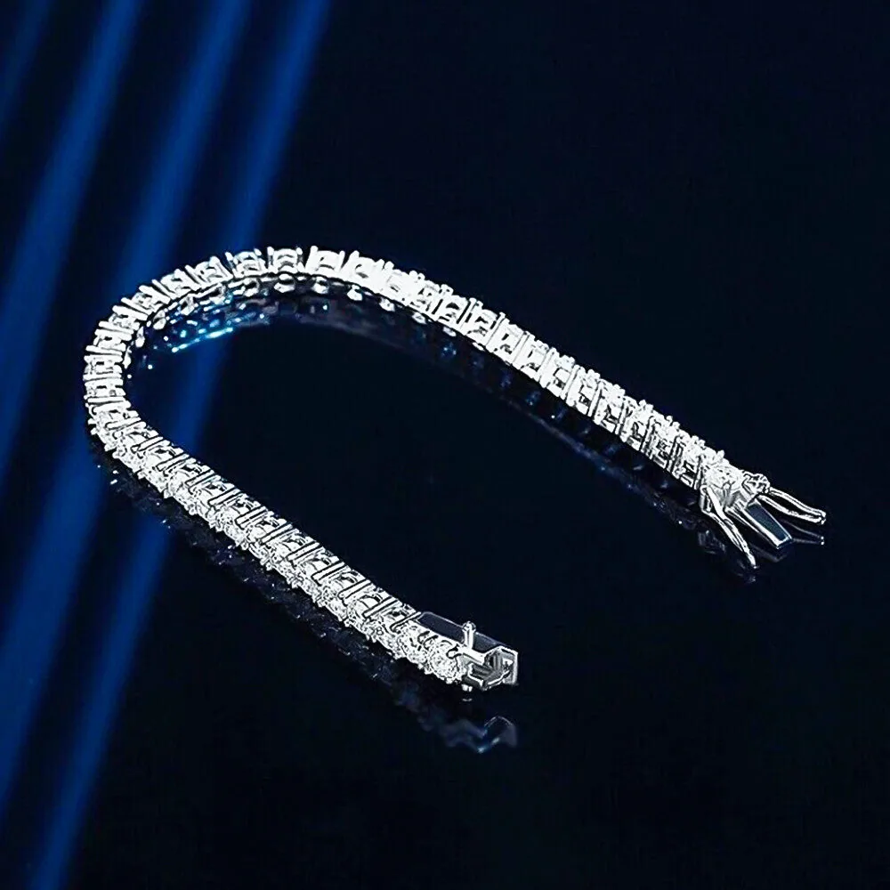 9.30Ct Round Cut Sparkling Natural Diamond Tennis Bracelet 14k Yellow Gold - view 4