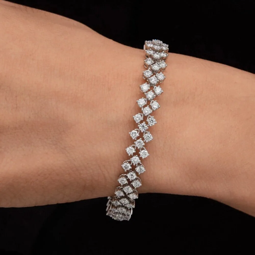 Solid 14K White Gold Round-Cut Certified Natural Diamond Tennis Bracelet Gift - view 2