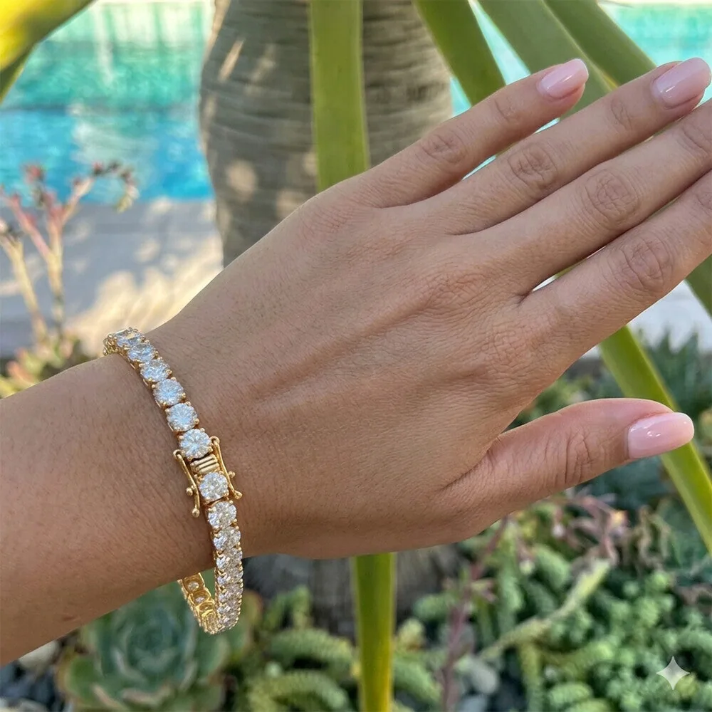 9.30Ct Round Cut Sparkling Natural Diamond Tennis Bracelet 14k Gold Certified - view 2