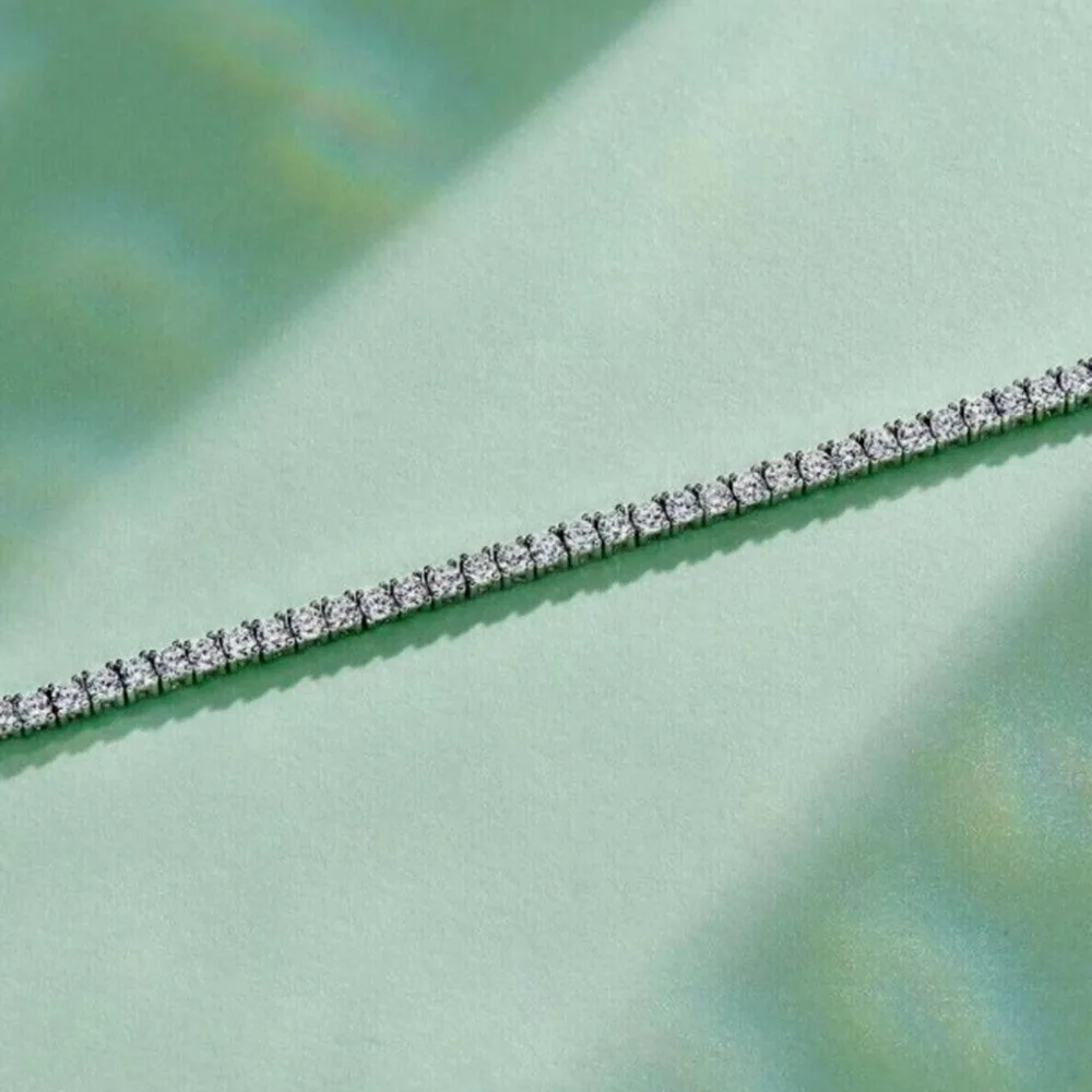3.50Ct Round EF/VVS Certified Lab-Grown Diamond Tennis Bracelet 18k Solid Gold - view 4