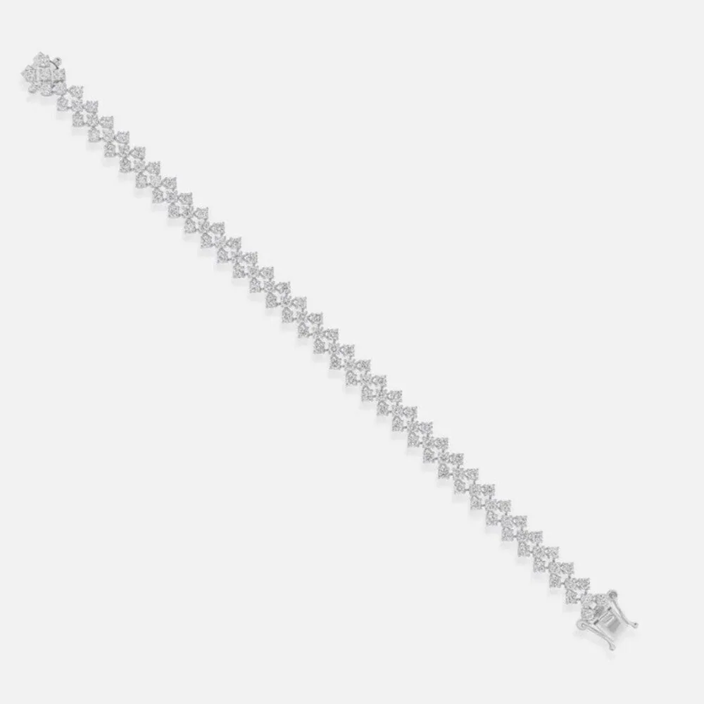 Solid 14K White Gold Round-Cut Certified Natural Diamond Tennis Bracelet Gift - view 3