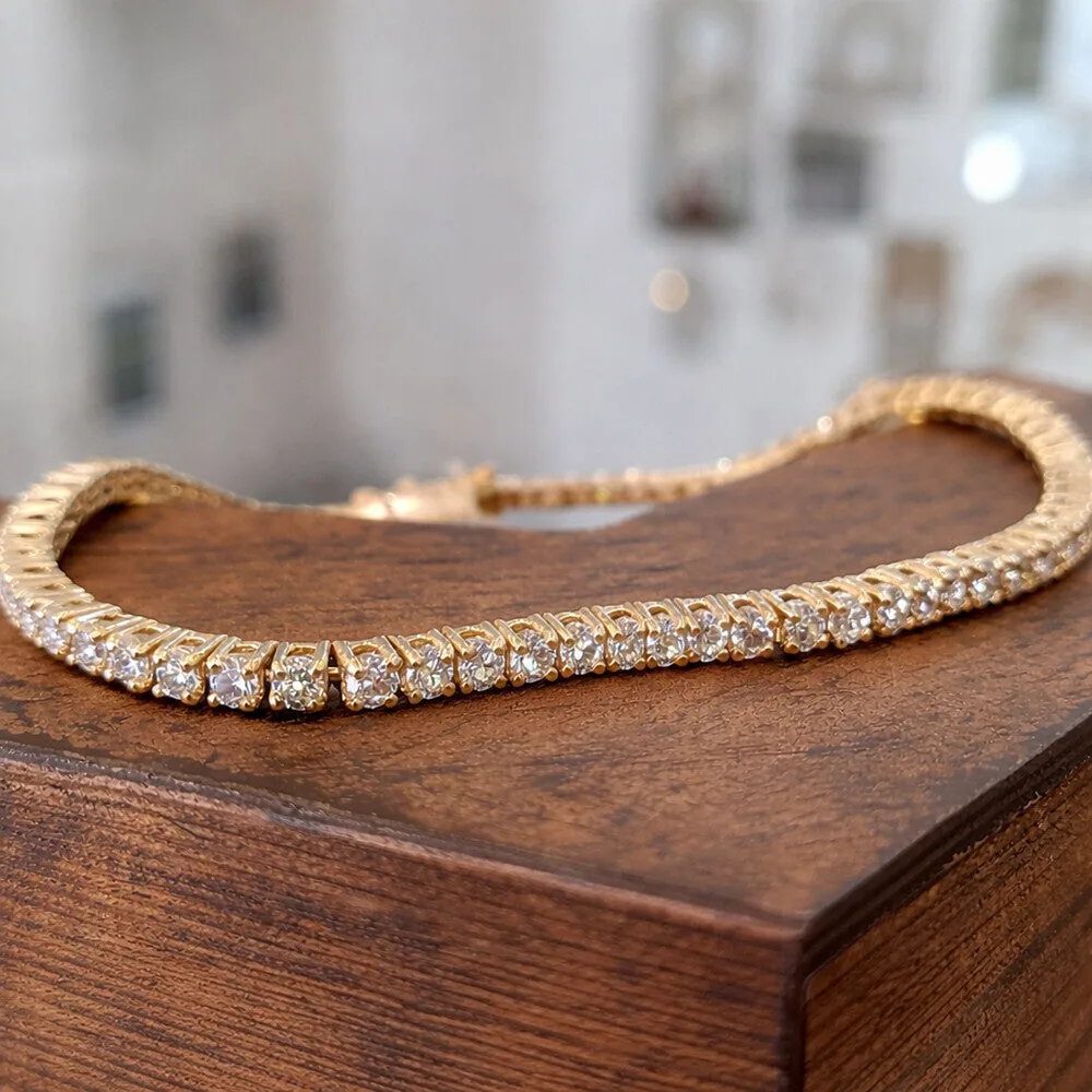 3.50Ct Certified Natural GH/VS Diamond Tennis Bracelet 14k Gold Birthday Gift - view 4