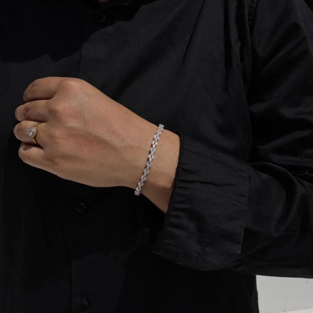 14K Yellow Gold Lab Grown Diamond Charm Tennis Bracelet Marquise Cut Minimalist - view 4