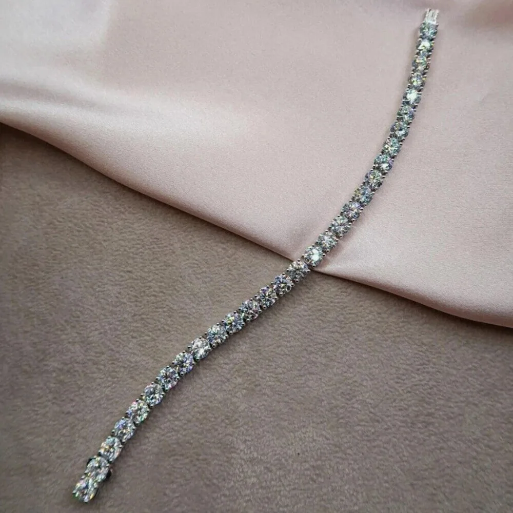 9.50Ct Round Certified Natural Diamond Tennis Bracelet 14k White Gold - view 4