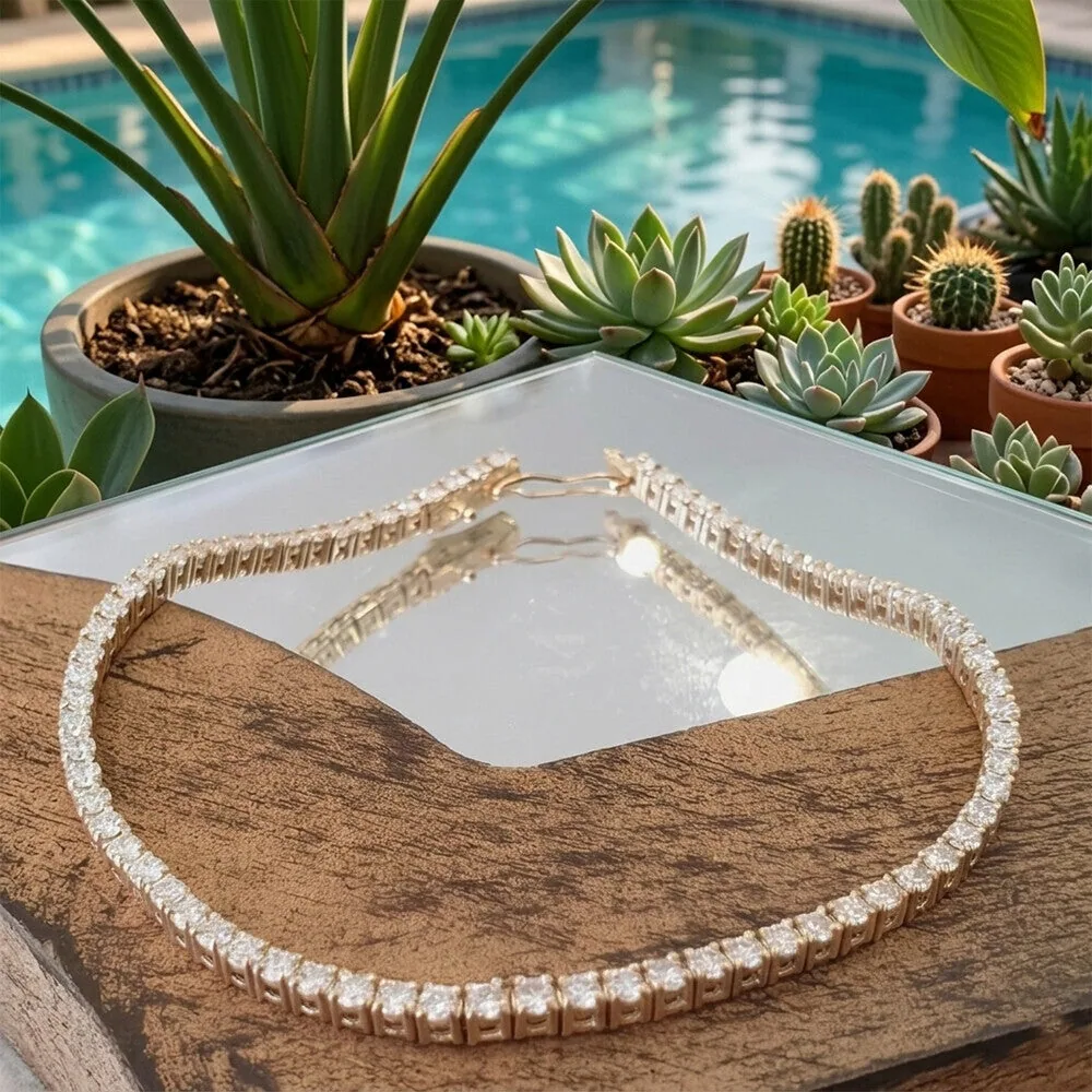 3.50Ct Certified Natural GH/VS Diamond Tennis Bracelet 14k Gold Birthday Gift - view 3