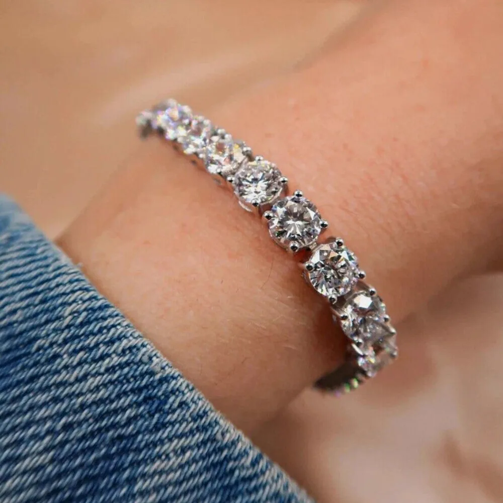9.50Ct Round Certified Natural Diamond Tennis Bracelet 14k White Gold - view 3