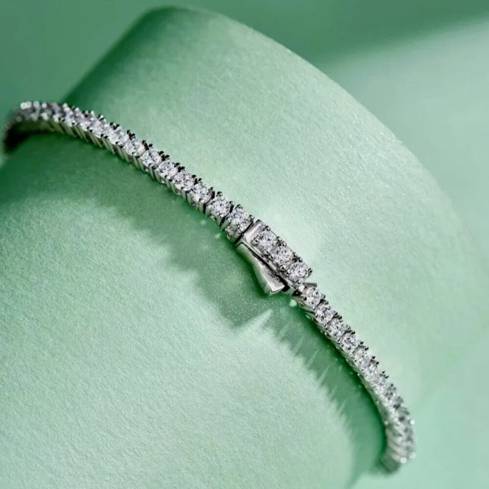 3.50Ct Round EF/VVS Certified Lab-Grown Diamond Tennis Bracelet 18k Solid Gold - view 2