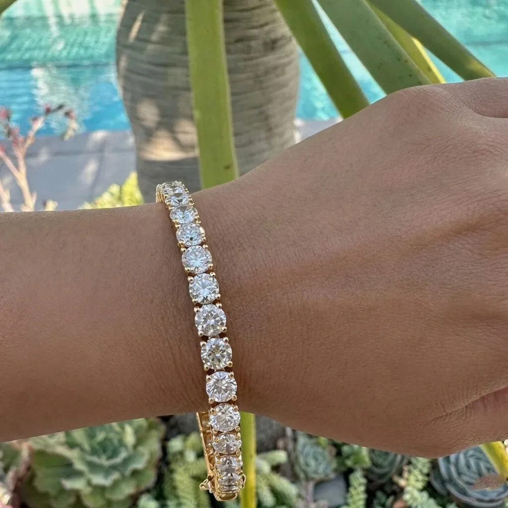 9.30Ct Round Cut Sparkling Natural Diamond Tennis Bracelet 14k Gold Certified - view 5