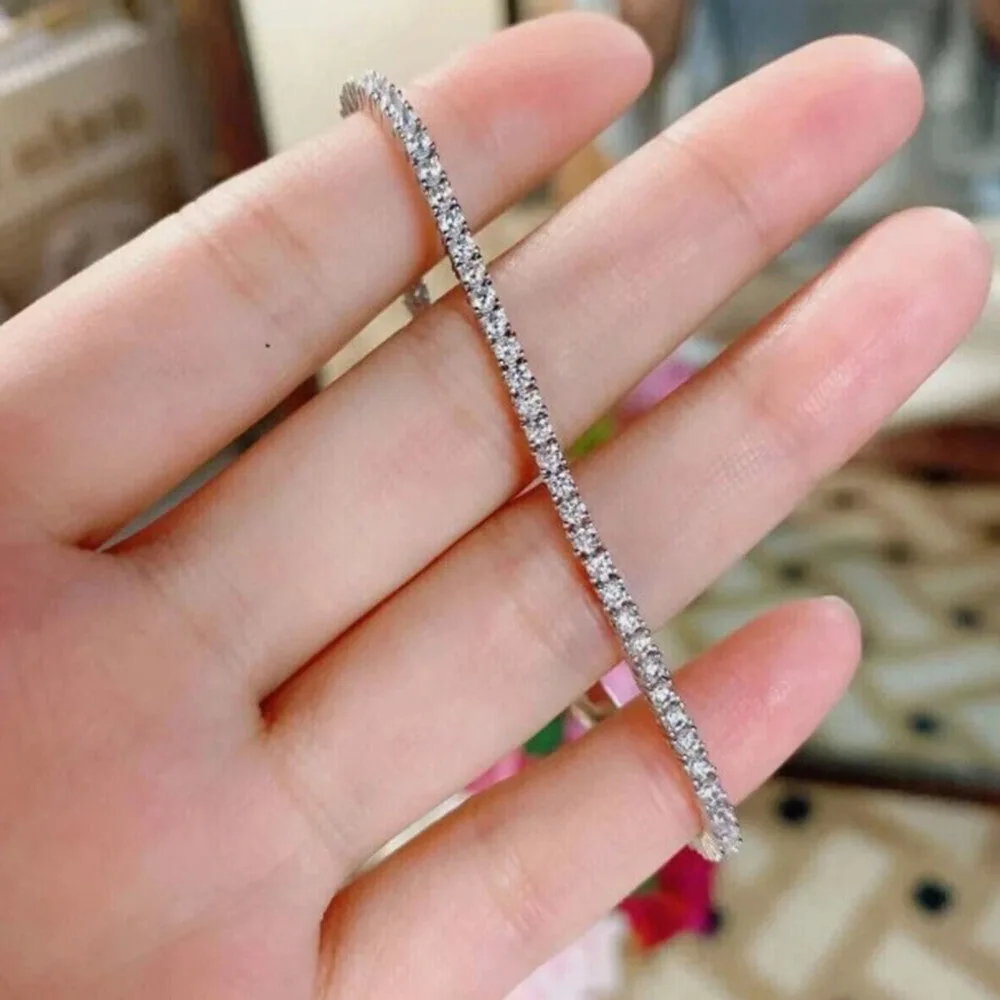 3.50Ct Round EF/VVS Certified Lab-Grown Diamond Tennis Bracelet 18k Solid Gold - view 5