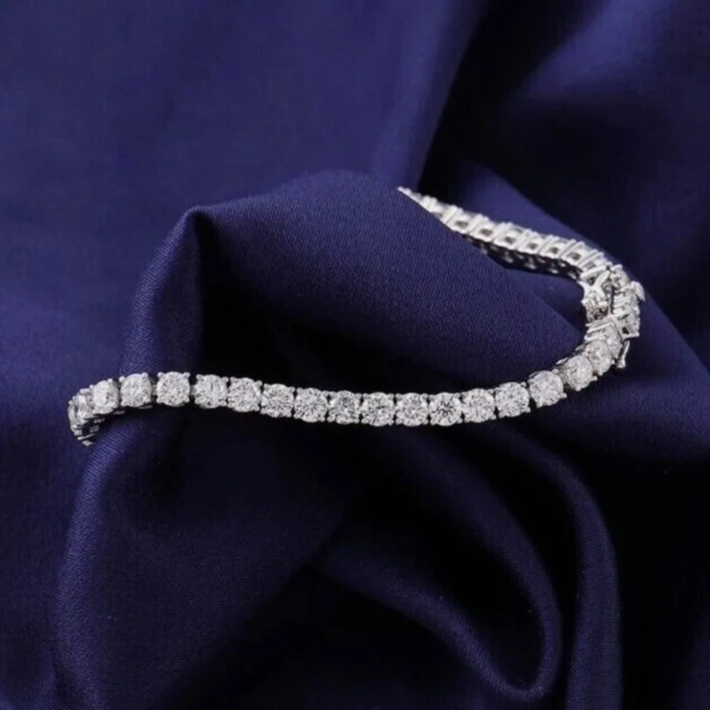 6.20Ct Round Cut GH/VS Natural Diamond Tennis Bracelet Engagement Gift 14k Gold - view 5