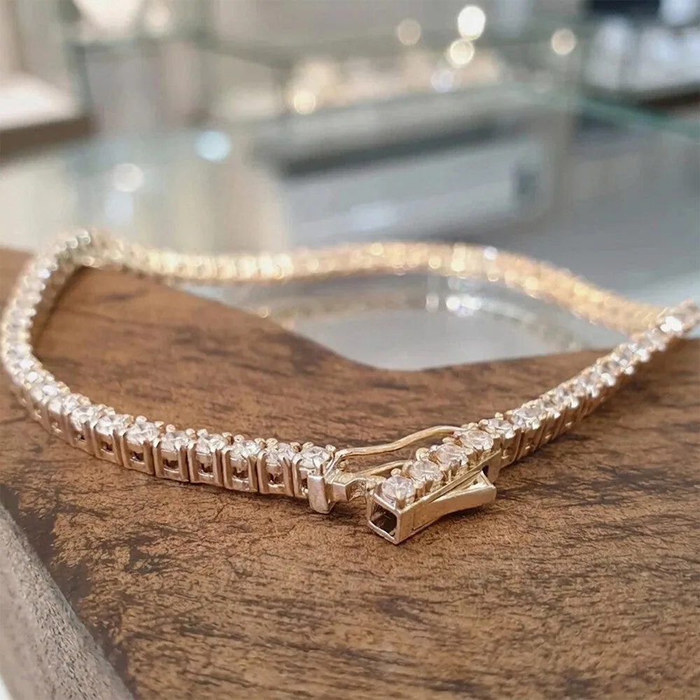 3.50Ct Certified Natural GH/VS Diamond Tennis Bracelet 14k Gold Birthday Gift - view 5