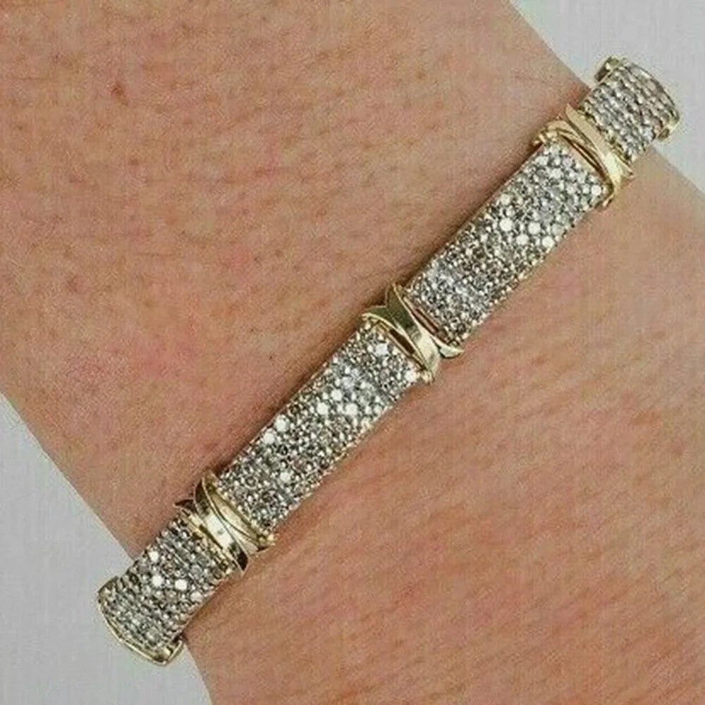 Round Cut Genuine Lab-Grown Diamond 9CT Statement Men’s Bracelet 14k Yellow Gold - view 5