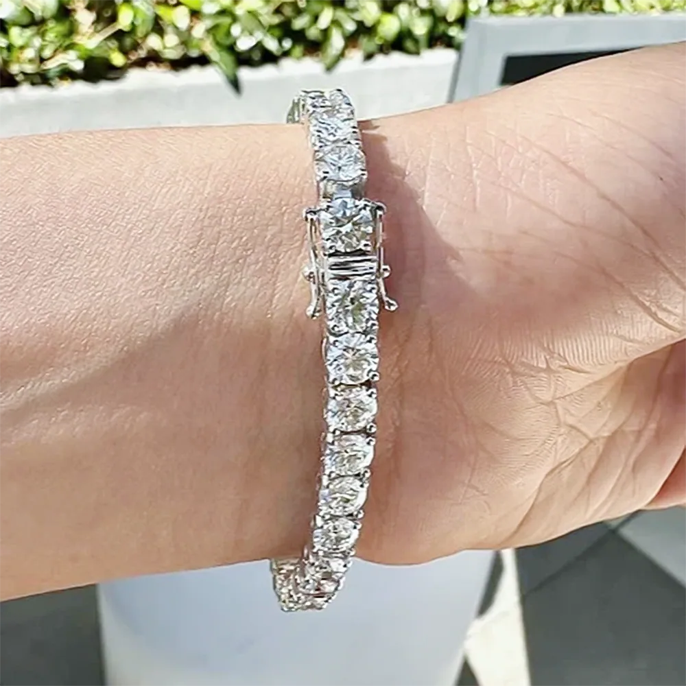 14K White Gold 7.00CT Round Cut Natural Diamond Tennis Bracelet Wedding Gift - view 2