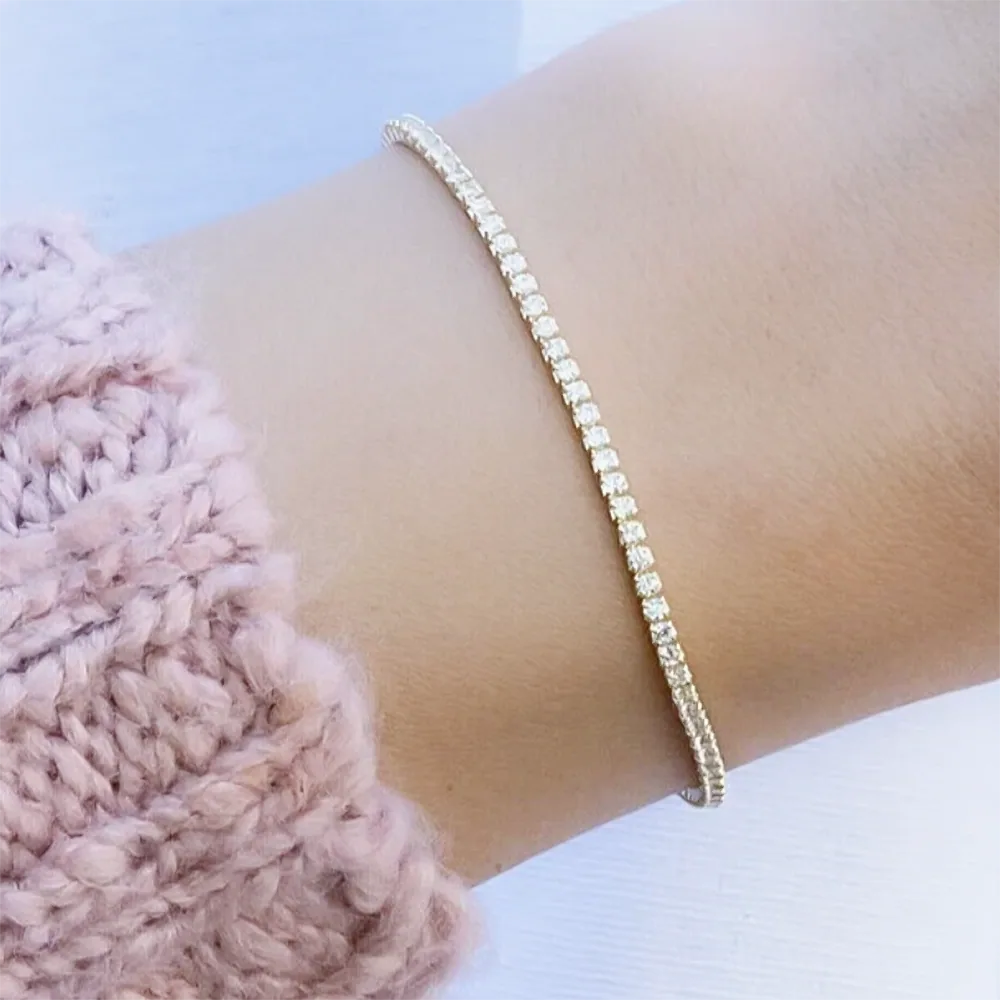 Sparkling Natural GH/VS Diamond 14k Gold 3Ct Round Cut Women’s Tennis Bracelet - view 2