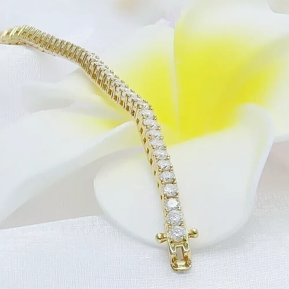 IGI Certified 7Ct Natural Diamond Women’s Tennis Bracelet 14Kt Yellow Gold - view 3