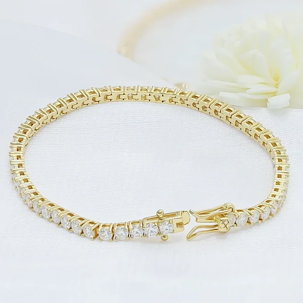Certified GH/SI 6.20Ct Natural Diamond 14Kt Yellow Gold Tennis Bracelet Fro Her - view 2