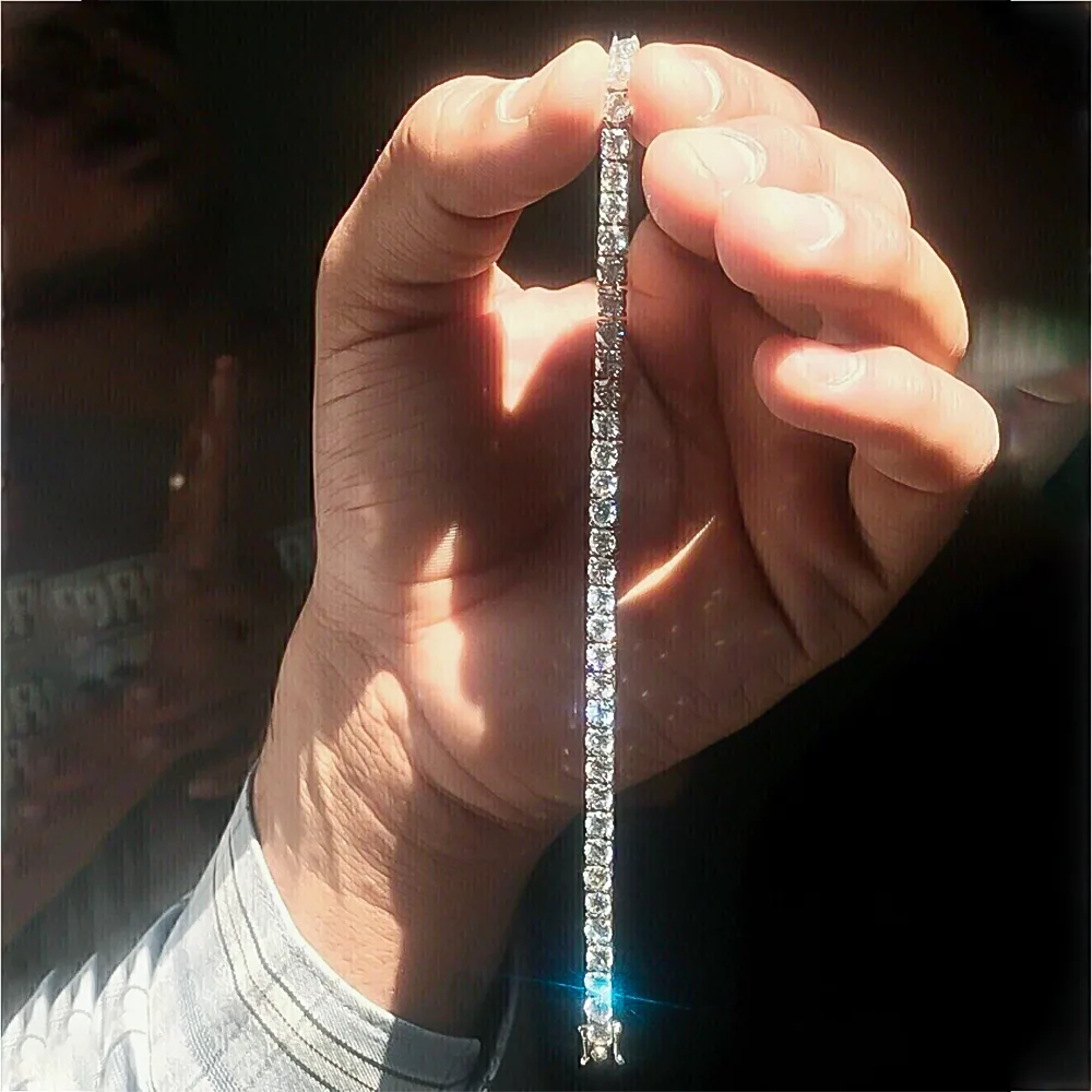 Men’s 5.20Ct Certified Natural Diamond Tennis Bracelet 18Kt White Gold GH/SI - view 3