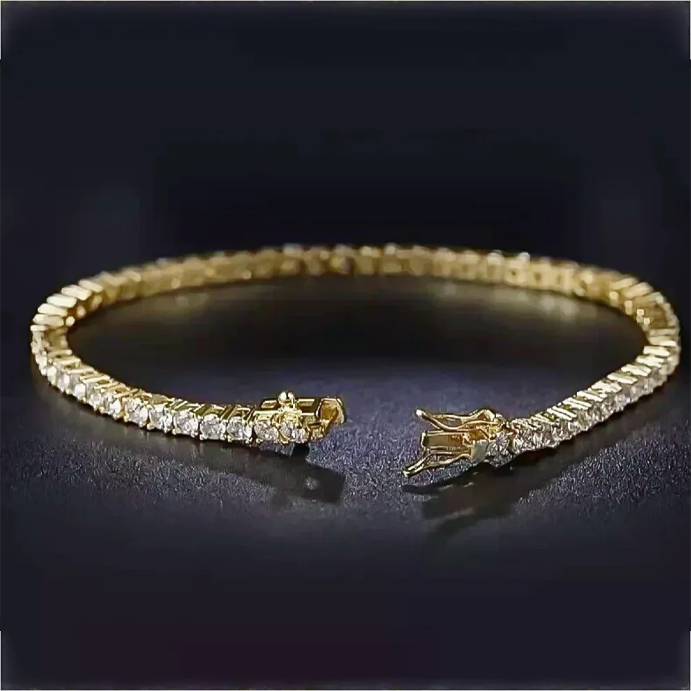 Certified 6.50Ct GH/VS Natural Diamond Tennis Bracelet For Her 14Kt Yellow Gold - view 2